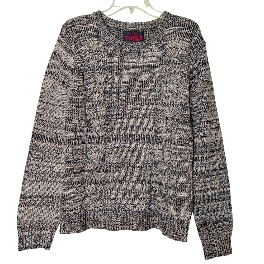 Yoki Cable Knit Men Sweater Collection Crewneck Brown Size L